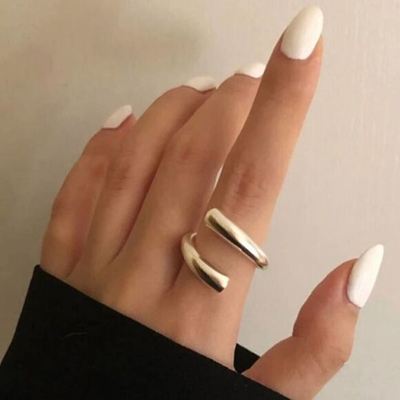 2 Pieces Vintage Inner Style Geometric Punk Alloy Exaggerated Rings ADJUSTABLE - Picture 5 of 10